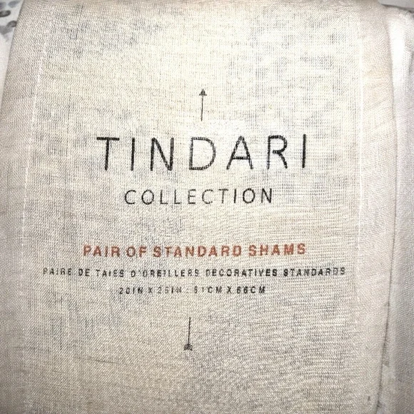 NIP Anthropologie Tindari Shams Cotton Ivory + Gray Scalloped Trim Hand Screened - Picture 5 of 9